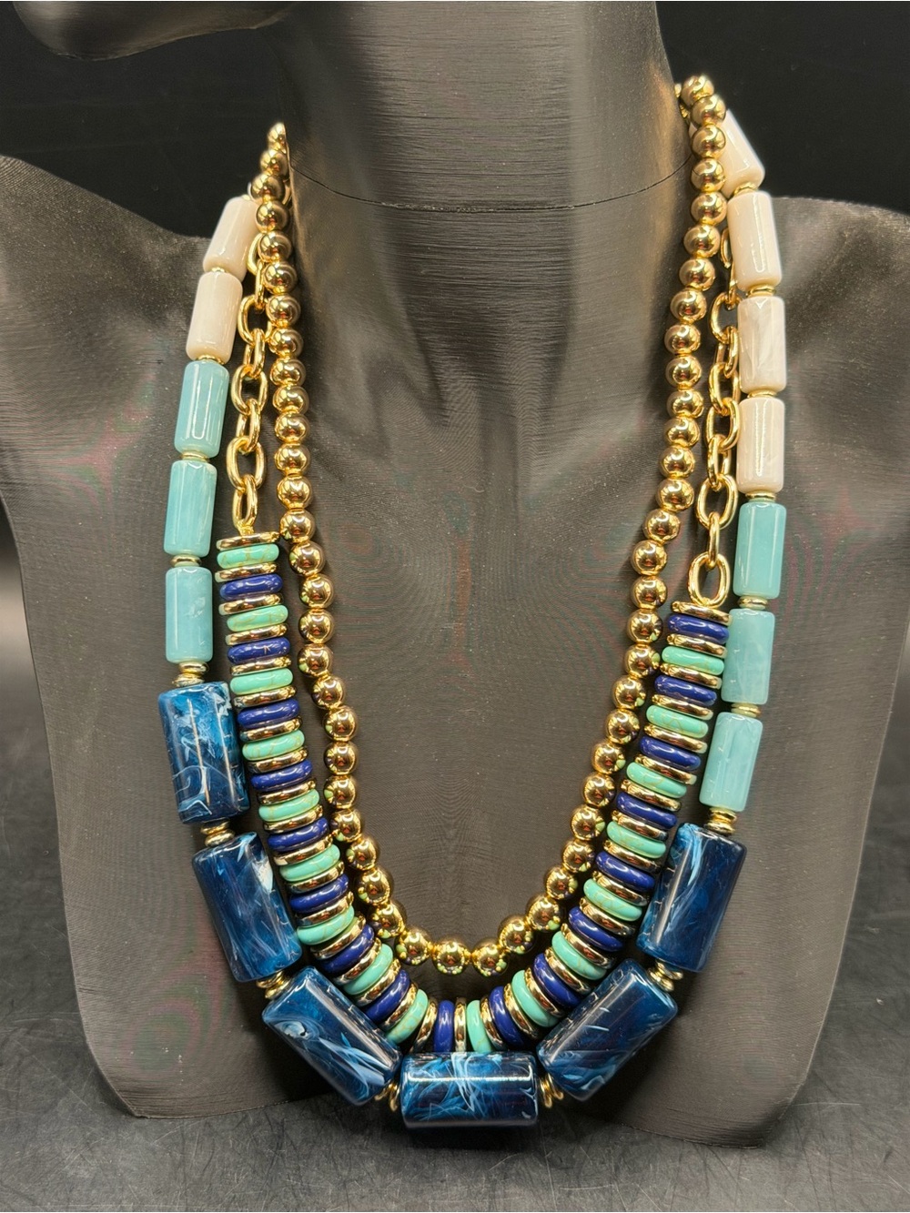 Beth Ward Studios Anthropologie Style Layered Beaded Bib Necklace Boho NWT🏷️